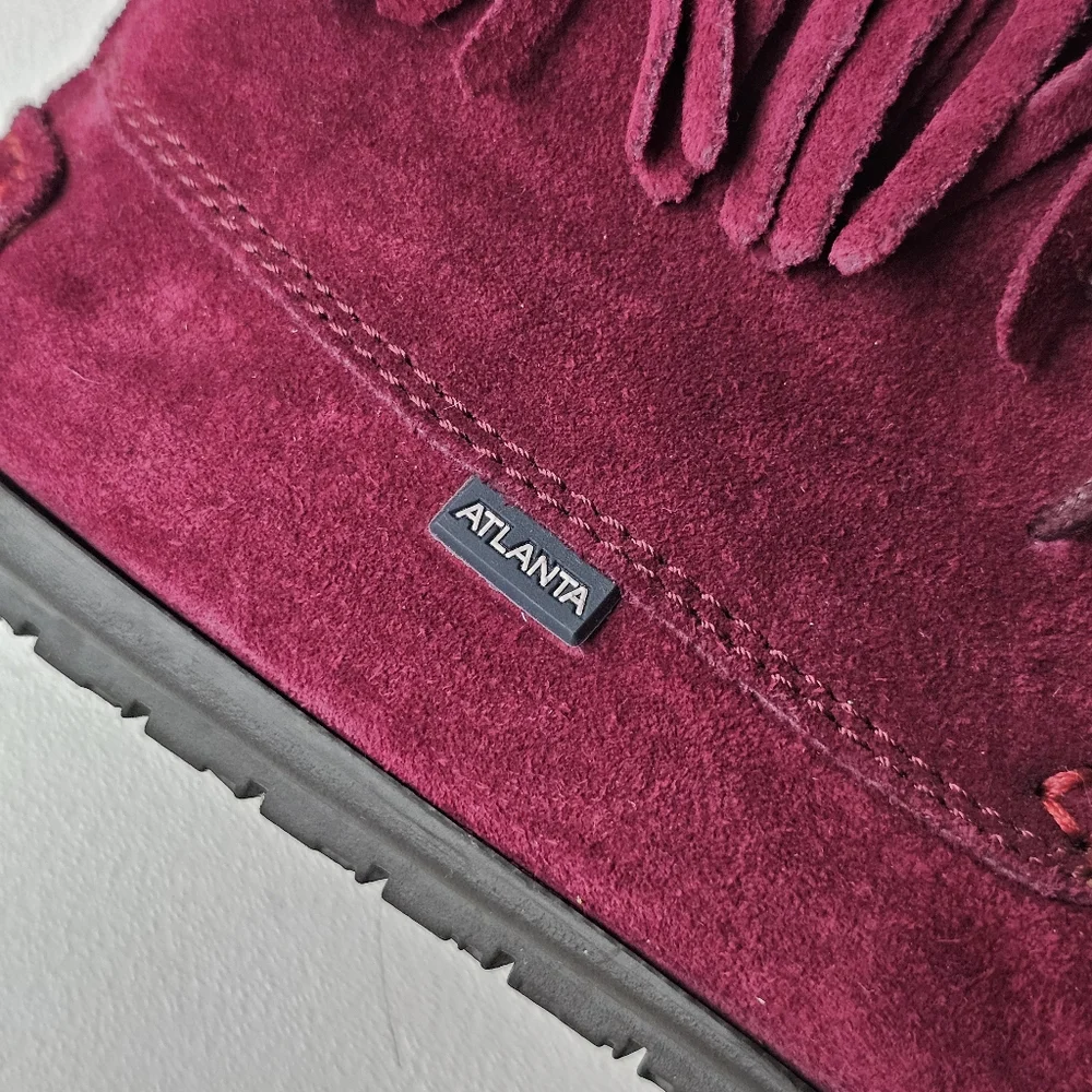 Atlanta Mocassin Kids Burgundy Suede Fringe Moccasin Boots EU 33 Portugal